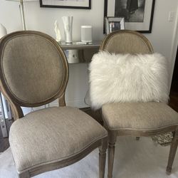 Set Of 2 Louis XVI Chairs Washed Oak 