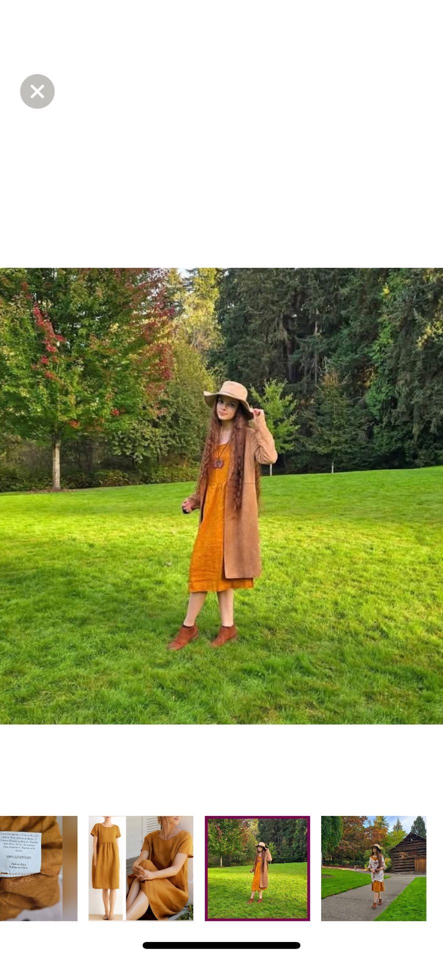 NWT! Grae Crove Small Medium Oversized Fall Mustard Yellow Scoopneck 100% Linen Midi Dress