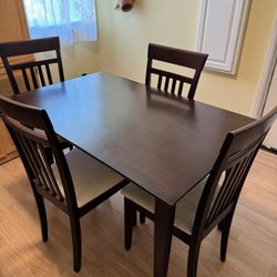 Dark Brown Wood Table- 4chairs