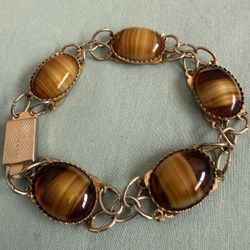 Large Vintage/antique glass tiger eye bracelet 