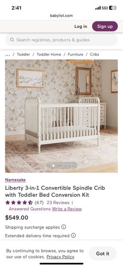 Ben and Franklin Liberty Crib and Toddler Conversion