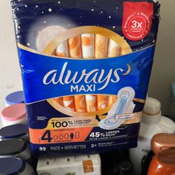 3 Brand New Packs Always Size 4 Maxi With Wings