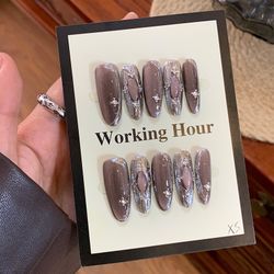 Hand made press on nail Size:S