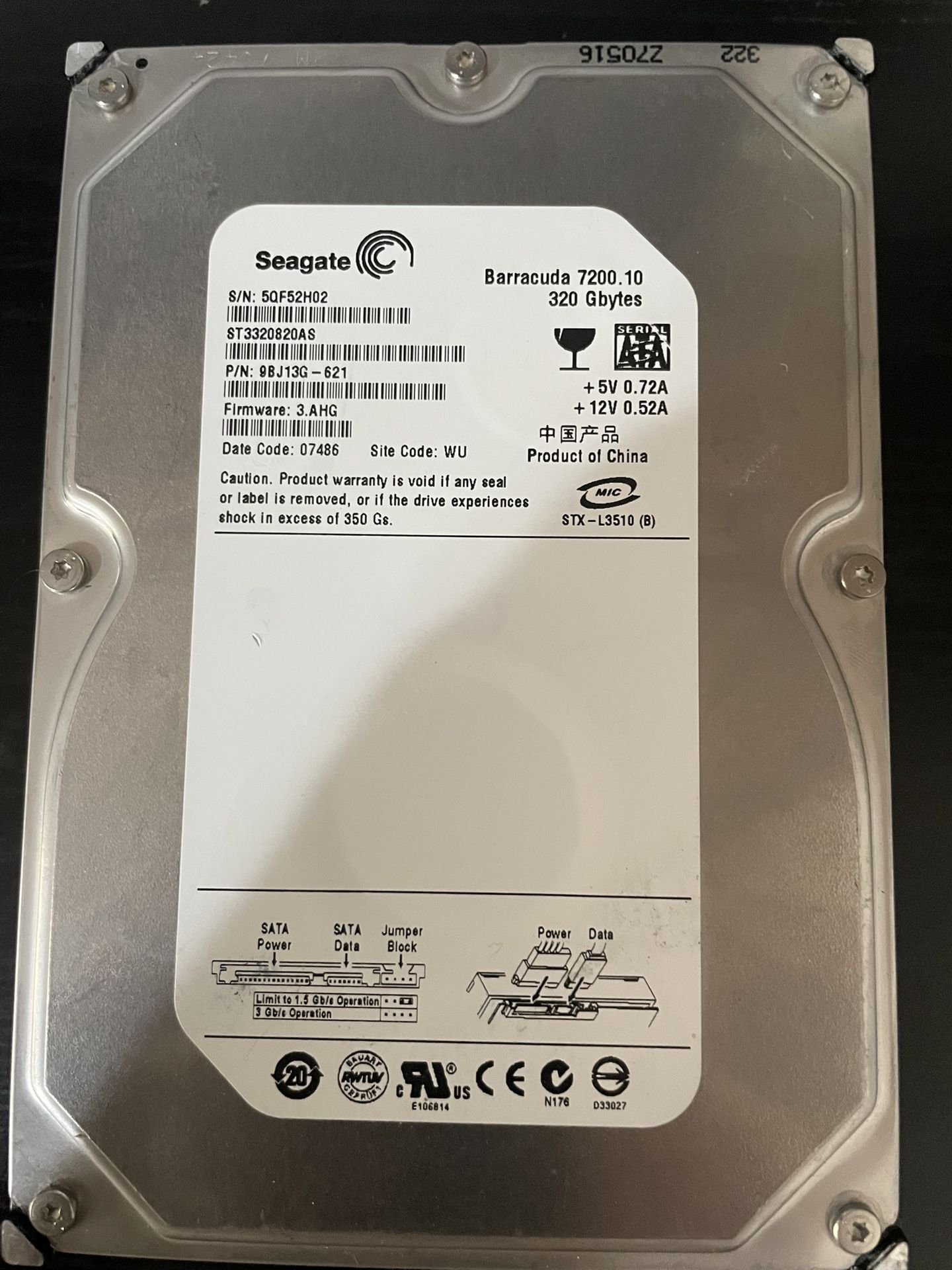 Seagate 320GB Hard Drive