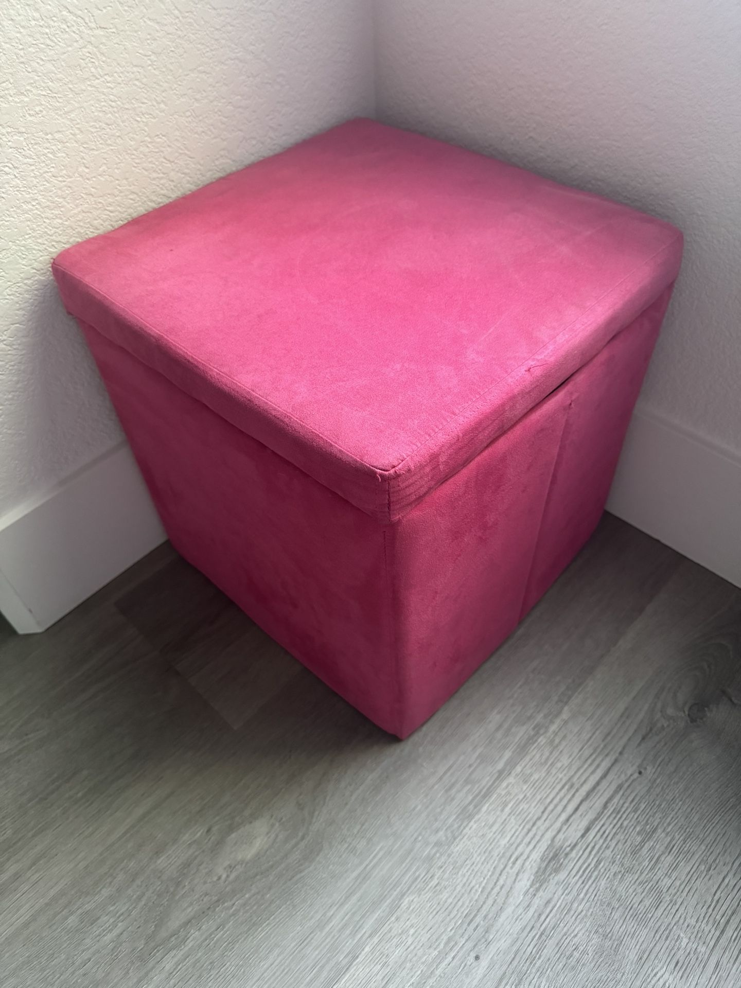 Pink Velvet Storage Ottoman Cube