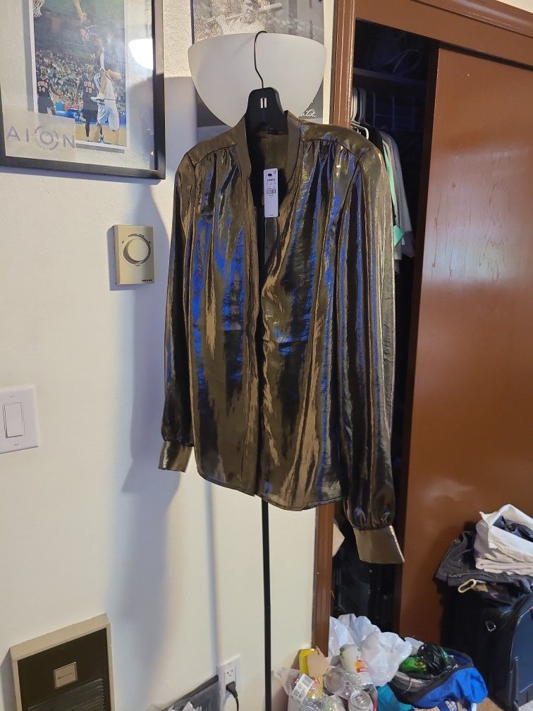 Brand New W Tags, Express Men's Long Sleeve Shirt - Gold, NWT