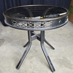 Glass and metal table