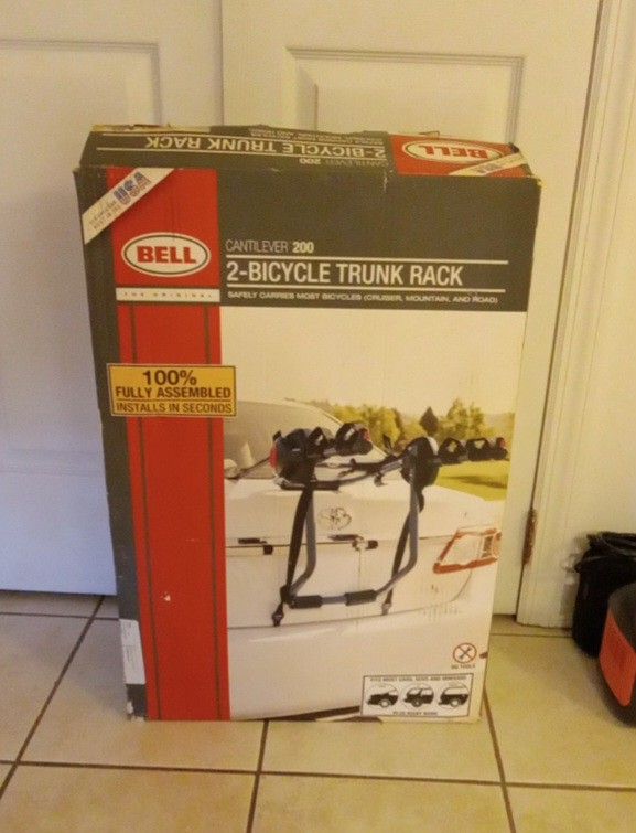 Bell Cantilever 200 Two Bike Trunk Rack Black One Step Folding Holds 2 Bikes