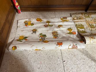 Vintage Fruit and Vegetable Print Fabric Roll