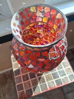Mosaic Red Vintage Vase