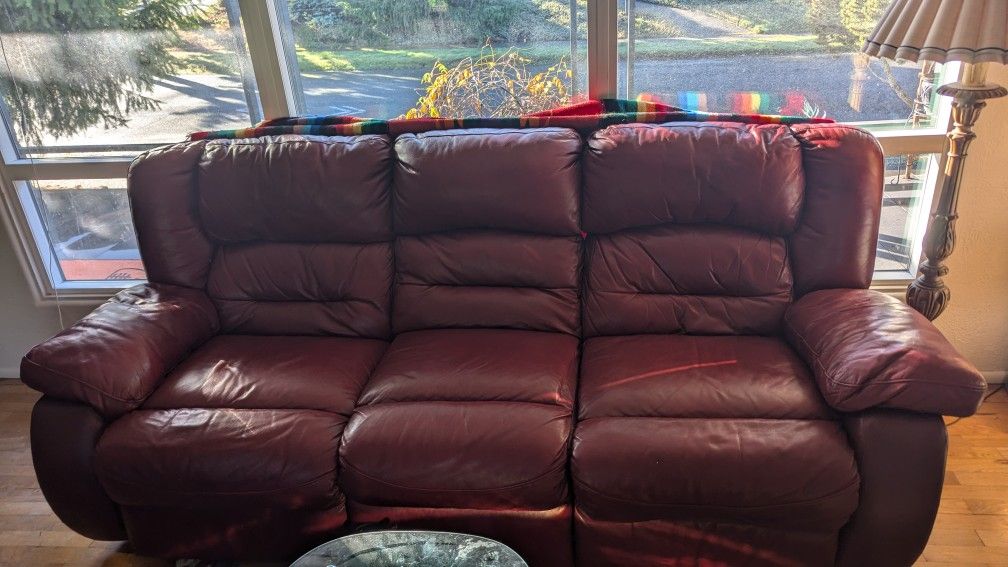 Red Leather Reclining Couch