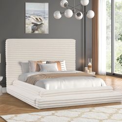 Mariah Beige Platform Queen Bed 😌🔥💕😊🚛👀