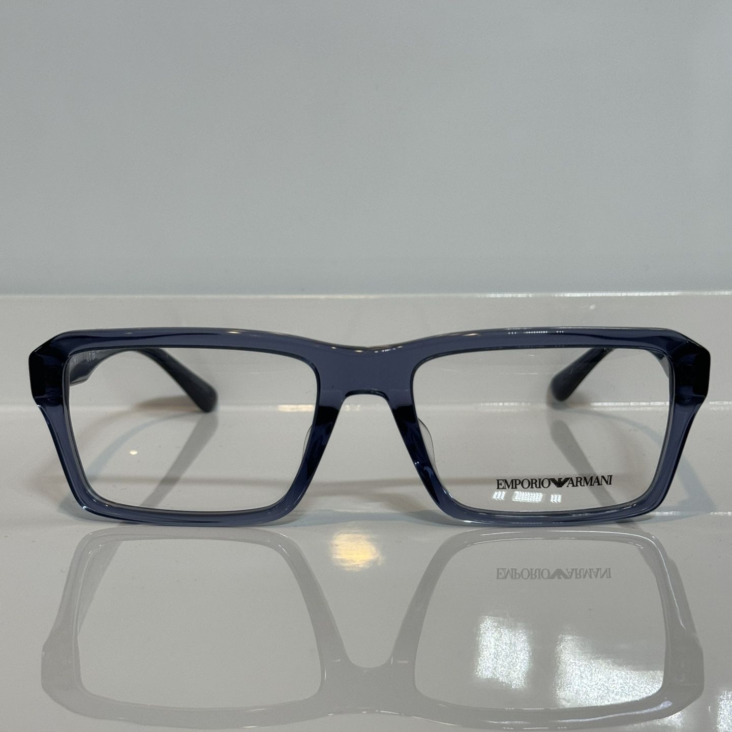 New Emporio Armani 3206F Crystal Blue Acetate Square Eyeglasses 57mm