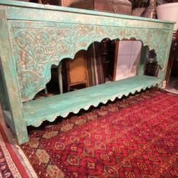 Antique, beautiful, solid carved wood hallway, entry table