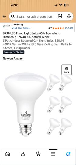 Hansang BR30 LED Flood Light Bulbs 6-Pack