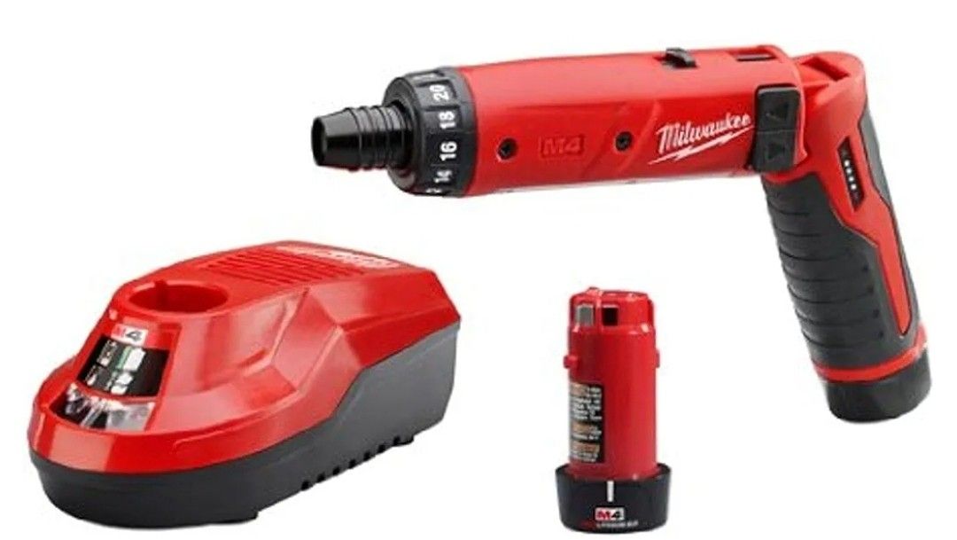 Milwaukee 2101-22 M4 1/4 Hex Screwdriver Kit W/2 Bat

