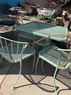 Vintage Wrought Iron Patio Table and Chairs Set