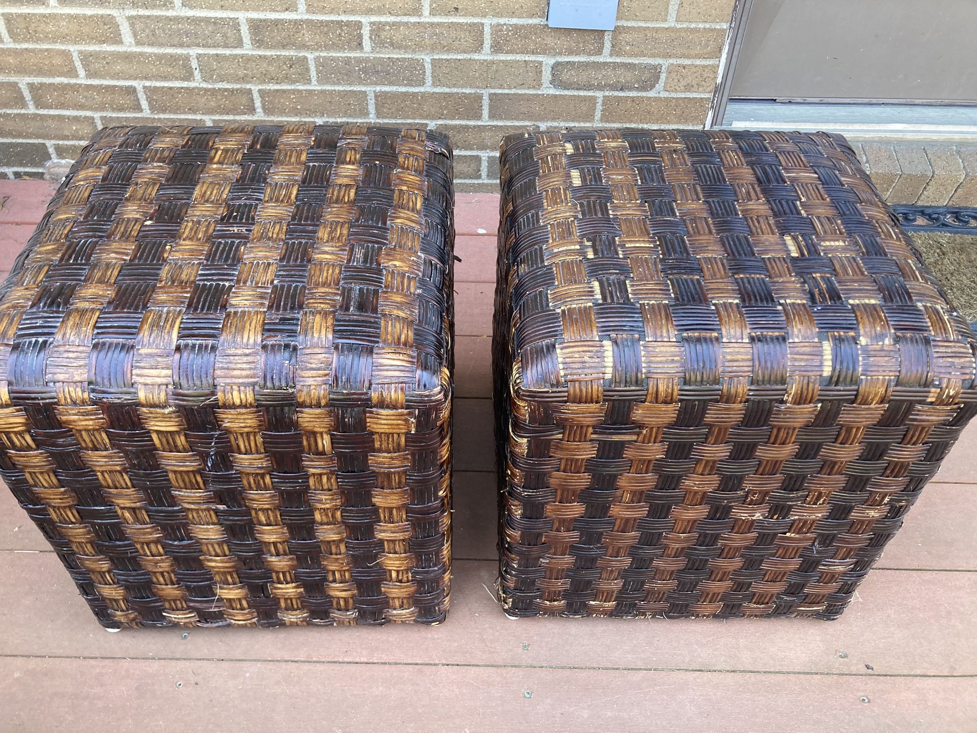 Pier One- A Set Of Rattan/Wicker Sitting Stools, Preloved