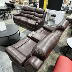 Recliner Couch and Loveseat with Bluetooth Speaker and Lights 