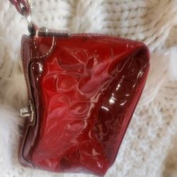 Red Patent Coach Turnlock Wristlet