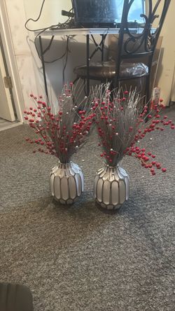 Two white silver vases
