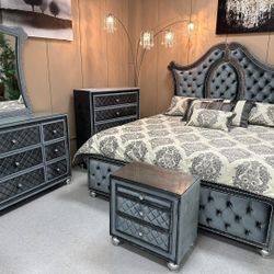 Cameo Gray 5pcs Bedroom Set - Available In Queen & King