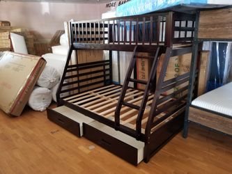 Twin over full bunk bed with storage