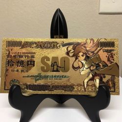 24k Gold Plated Yuuki Asuna (Sword Art Online) Banknote Thumbnail