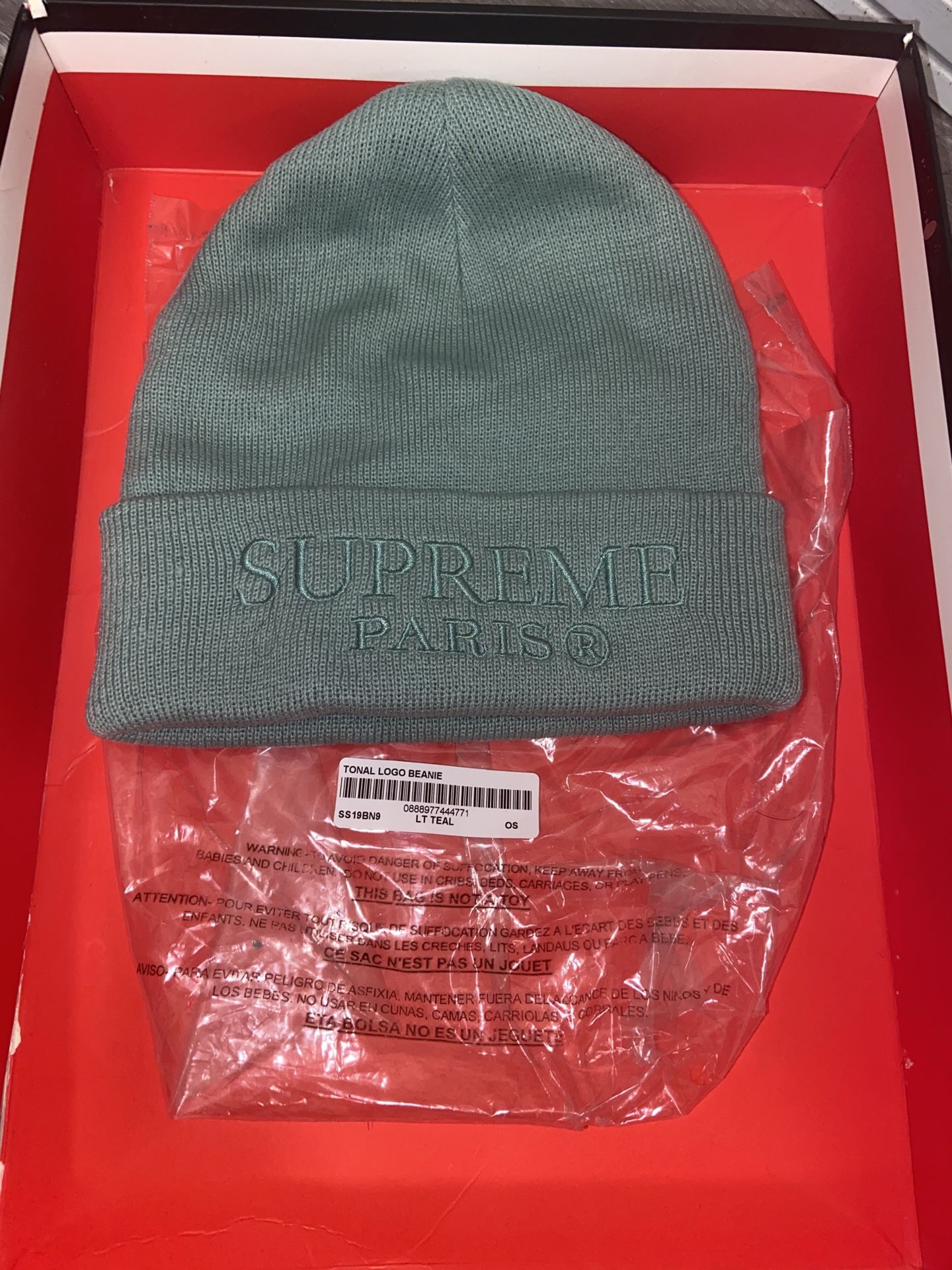 Supreme Paris Tonal Beanie Teal