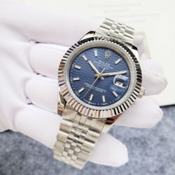 Rolex Datejust 36 116234 Blue Motif Dial Stainless Steel Jubilee Band Watch