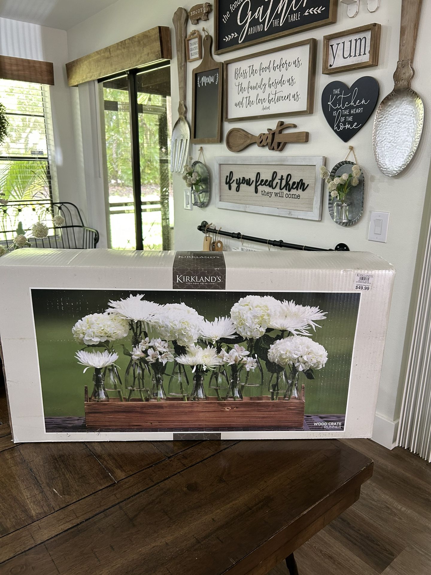 Wood Crate Runner Flower Vases