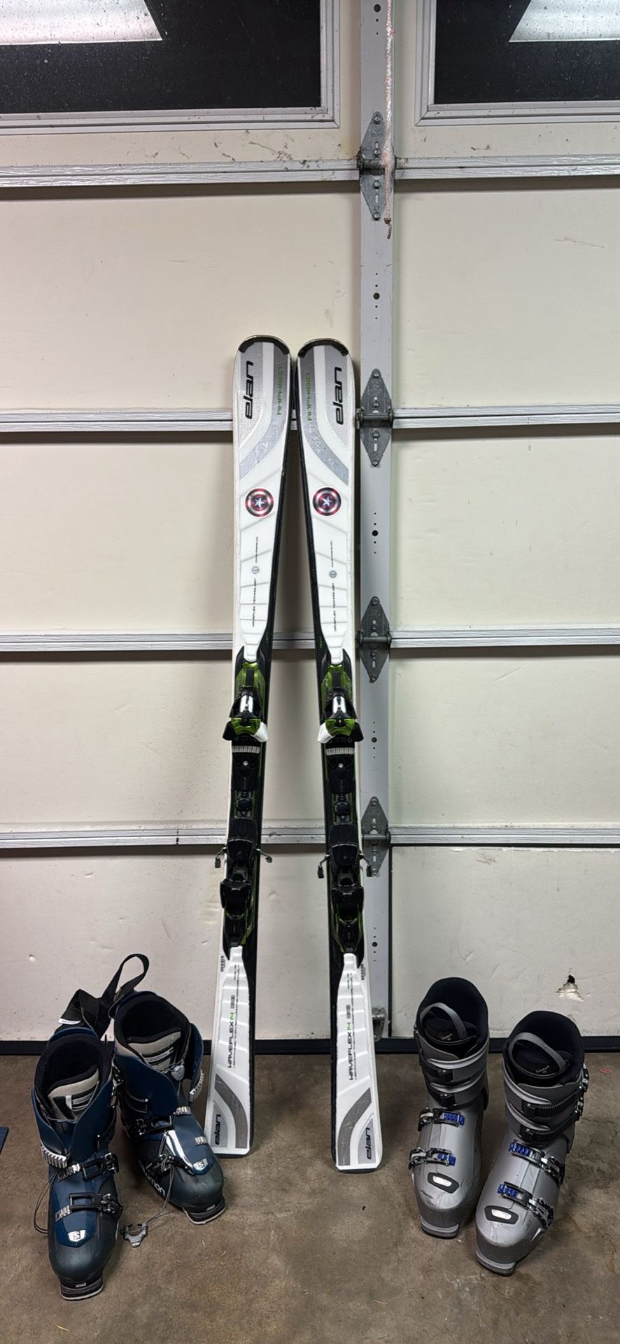Elan Skis 168 Cm With Bindings And Boots Size 9 10 11 12