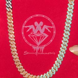 Rose Gold Silver Gold Bass Chain With Qz Diamonds 