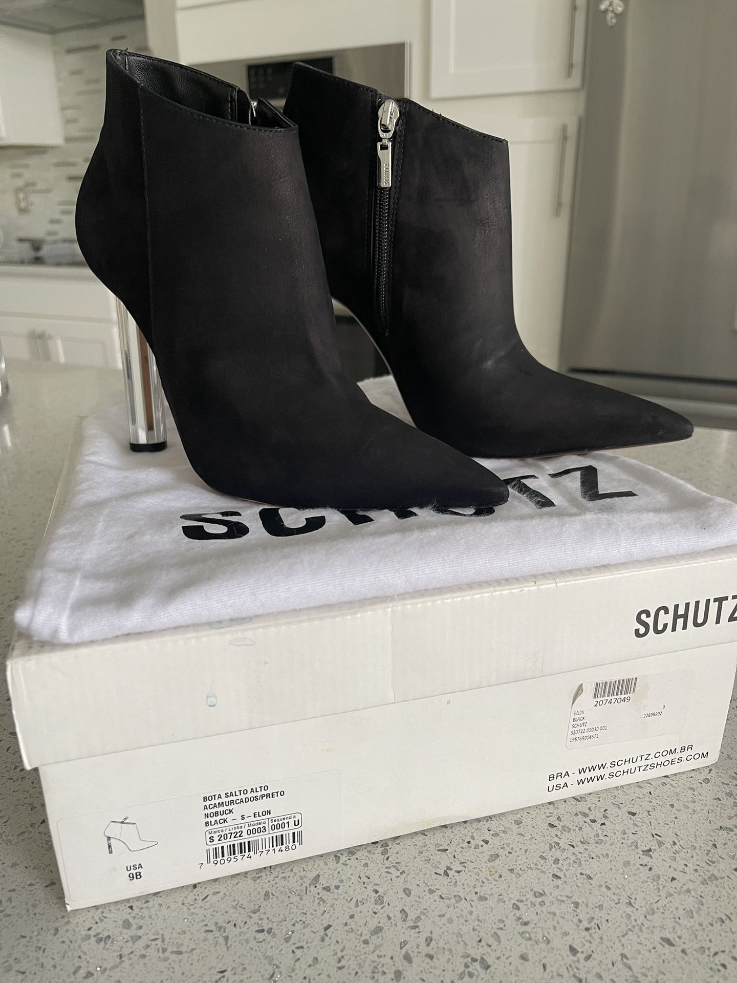 New Schutz Black Suede Booties