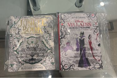 Disney Villains & The Jungle Book Adult Coloring Books Hardcover Lot of 2