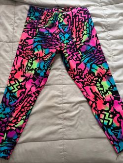 Vintage 90's Roffe Women's Ski Pants Neon Pink Bright Funky Leggins Size Large  made USA
