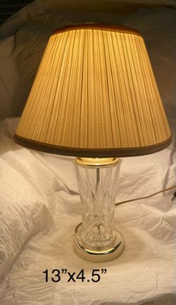 Vintage Crystal Base Small Table Lamp Gold Tone Accent