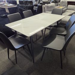 Brand New Dining Set Real Marble Top 6 Chairs $399