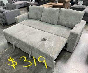 Gray Sofa Bed With Pullout Bed 85x32x33 "