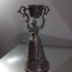 VINTAGE SILVER PLATE WEDDING CUP CHALICE - FIGURINE 8"