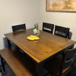 Dining table with bench