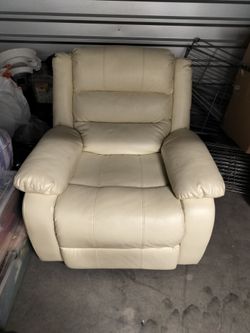 Cream Leather Recliner Chair