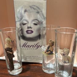 Gorgeous! Vintage ! Collectors! Marilyn Monroe (set Of 3) Tall Shot Glasses 