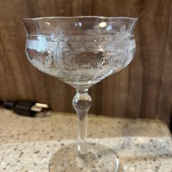 Vintage Crystal Wine Glasses, Set of 5