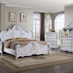 Brand New White Upscale 4pc Queen Bedroom Set (Available In Eastern King)