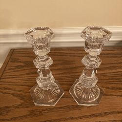Set of lead crystal candle holders