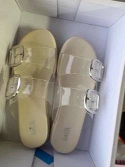 Size 7 new MIA Clear Double Strap Slide Sandals