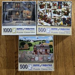 Lot of 3 Bits and Pieces Puzzle 500 piece Complete