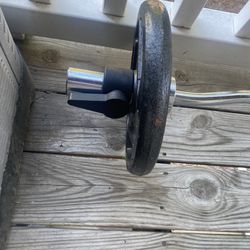 Curl Bar With 25 Pound Weights 30$