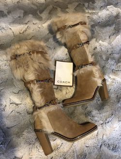 *Coach* “Jessica” Camel Suede Womens Tall Boots 👢size 6 •NEW•